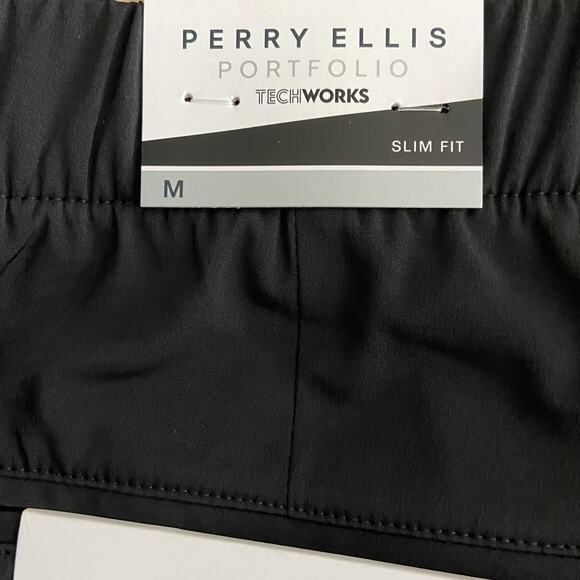 Perry Ellis Men's Medium Techworks Pant Slim Fit Stretch Drawstring Black NEW - Picture 8 of 11
